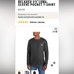 New Carhartt long sleeve tee in charcoal gray